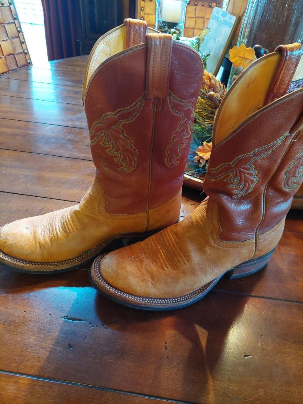Luskey's / Ryon's Handcrafted Two-Tone Leather Cowboy Boots 8.5D mens 10.5 Women